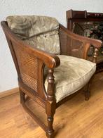 Antieke Fauteuil met Riet en Hout, Huis en Inrichting, Fauteuils, Gebruikt, Minder dan 75 cm, Ophalen of Verzenden, 50 tot 75 cm