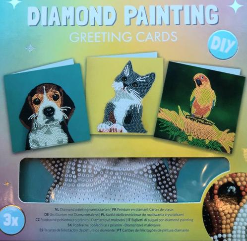 Diamond Painting wenskaarten HOND POES PAPEGAAI Nieuw, Hobby en Vrije tijd, Knutselen, Nieuw, Knutselwerk, Ophalen of Verzenden