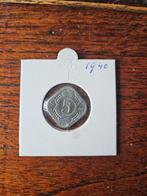 5 Cent 1940 - Koningin Wilhelmina, Zilver, Ophalen of Verzenden, Koningin Wilhelmina, Losse munt