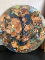 klokken epoxy doorsnede 60 cm met vlinders olijfhout Uniek, Ophalen, Nieuw, Wandklok