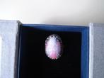 Metalen ring met rose/blauwe steen., Overige materialen, Gebruikt, Overige kleuren, Ophalen of Verzenden