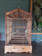Oude vogelkooi teakhout, Dieren en Toebehoren, Vogels | Hokken en Kooien, Ophalen, Gebruikt, Hout, Vogelkooi