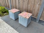 2 betonnen buitenhockers/tafels, Ophalen, Gebruikt
