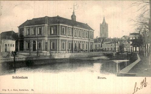 schiedam . beurs, Verzamelen, Ansichtkaarten | Nederland, Gelopen, Zuid-Holland, Voor 1920, Verzenden