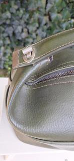 Vintage groene beauty case, make up tas, toilettas, Gebruikt, Softcase, Vintage, Ophalen of Verzenden