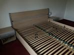 Tweepersoonsbed met nachtkastjes, Huis en Inrichting, Slaapkamer | Bedden, Ophalen, Gebruikt, Beige, Tweepersoons