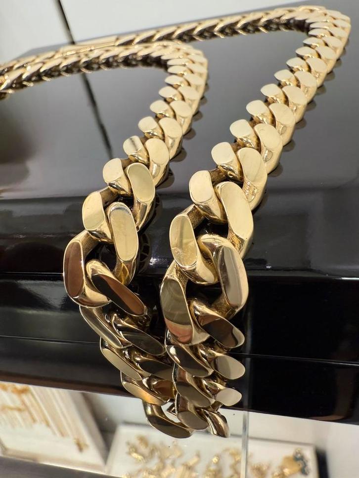 Prachtige 14k gouden dikke cuban / gourmet ketting, Sieraden, Tassen en Uiterlijk, Kettingen, Nieuw, Goud, Ophalen of Verzenden