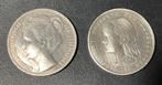 Vier zilveren munten Nederland en Curaçao, Setje, Zilver, Koningin Wilhelmina, Ophalen of Verzenden