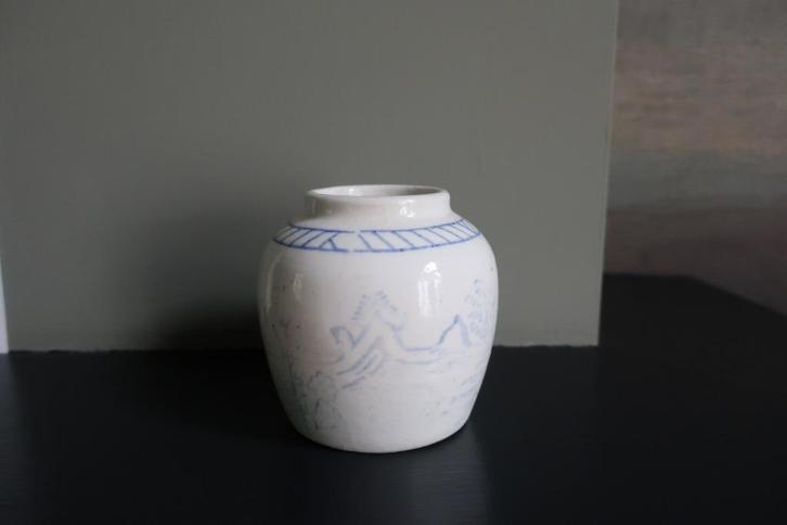 gemberpot - Aardewerk wit met blauwe tekening, Antiek en Kunst, Antiek | Servies los, Ophalen of Verzenden