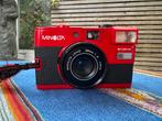Minolta Hi-Matic GF analoge camera. Zeldzaam rode versie, Audio, Tv en Foto, Fotocamera's Analoog, Ophalen of Verzenden, Gebruikt