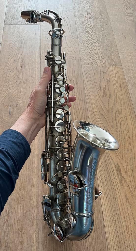Prachtige vintage altsax ca. 1920 warm geluid/originele kist, Muziek en Instrumenten, Blaasinstrumenten | Saxofoons, Gebruikt