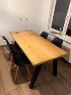 Eettafel met 6 stoelen - Massief Hout, Gebruikt, Verzenden, Eikenhout, 50 tot 100 cm