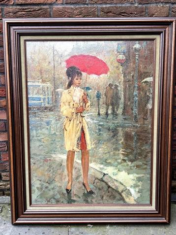 Harry Maas (1906-1982), Stijlvolle dame in de regen beschikbaar voor biedingen