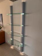 Stijlvol verlichte wandvitrine met 4 glazen platen, Huis en Inrichting, Kasten | Vitrinekasten, Ophalen, Met plank(en), 100 tot 150 cm