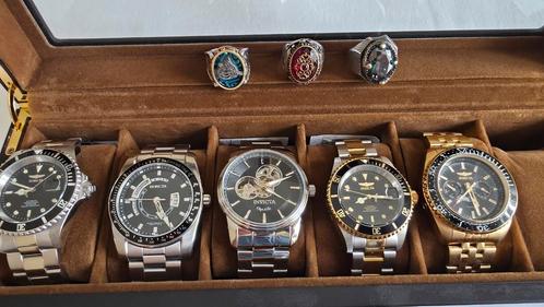 Heren horloge set en zilveren ringen met edelsteen invicta, Sieraden, Tassen en Uiterlijk, Horloges | Heren, Zo goed als nieuw