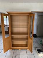 Eikenhouten vitrinekast met glazen deuren, Huis en Inrichting, Kasten | Vitrinekasten, Gebruikt, 100 tot 150 cm, Eikenhout, Ophalen of Verzenden