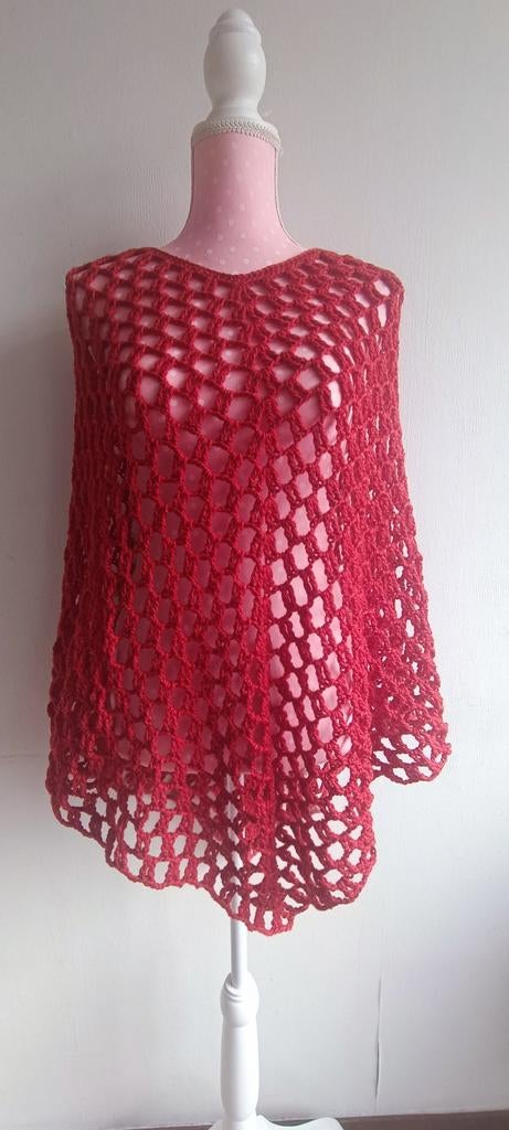Gehaakte poncho Rood, Ophalen of Verzenden, Nieuw, Rood