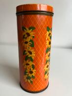 Vintage Verkade Biscuit Oranje Blik met Zonnebloemen 60’s, Verzamelen, Blikken, Ophalen of Verzenden, Gebruikt, Koek(jes), Verkade