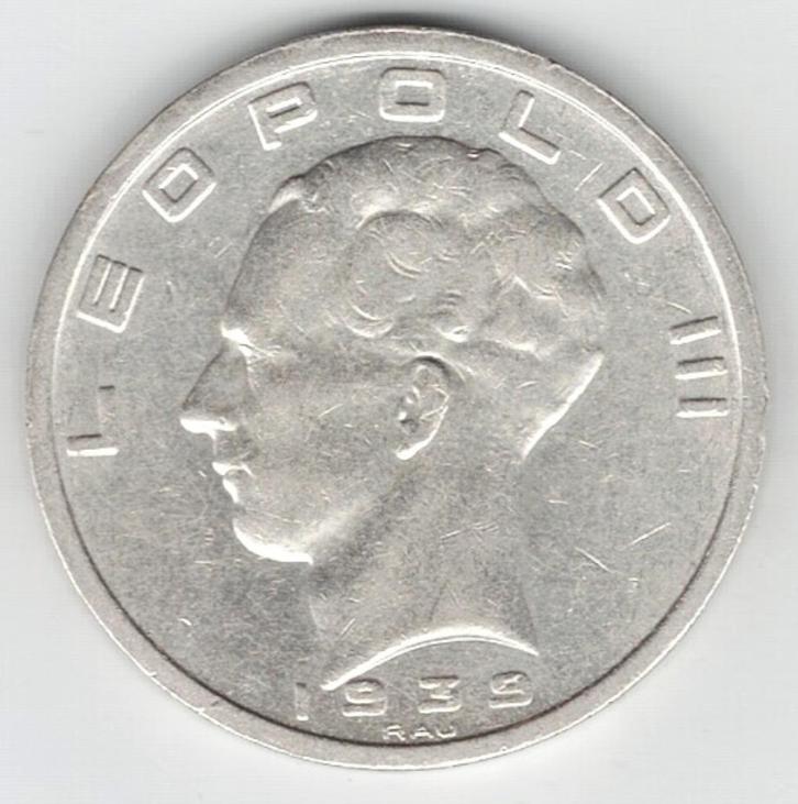 25-2053 Belgie 50 franc 1939, Postzegels en Munten, Munten | Europa | Niet-Euromunten, Losse munt, België, Zilver, Verzenden