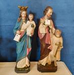 Brocante vintage heilige beeld, Jozef met kind, gips religie, Ophalen of Verzenden