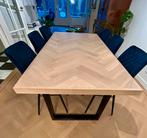 Visgraat eiken industriele tafel van zware kwaliteit zgan, Huis en Inrichting, Ophalen, 100 tot 150 cm, 200 cm of meer, Zo goed als nieuw