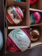 6 grote bonte kerstballen of 6 zilverkleurige grote ballen, Ophalen of Verzenden, Gebruikt