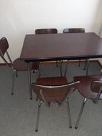 Retro Formica tafel met 5 stoelen, Huis en Inrichting, Tafels | Eettafels, 50 tot 100 cm, 100 tot 150 cm, Metaal, Gebruikt
