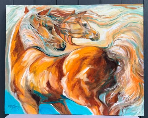 Marcia Baldwin U.S- Olieverf 2007 - “Sundance & Moonbeam”, Antiek en Kunst, Kunst | Schilderijen | Modern, Ophalen