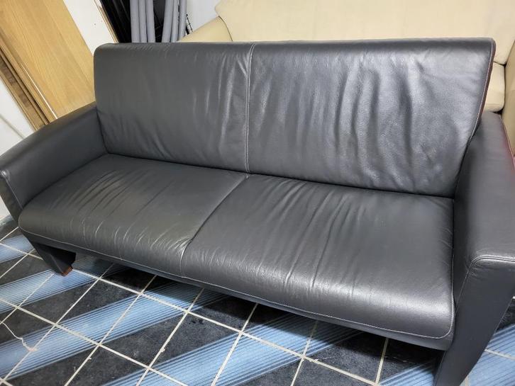 Leren 3-zits bank Montel, Huis en Inrichting, Banken | Bankstellen, Gebruikt, Rechte bank, Driepersoons, 150 tot 200 cm, 75 tot 100 cm