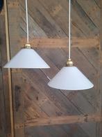 Opaline Melkglazen Hanglampjes - Set van 2, Vintage, Ophalen of Verzenden, Zo goed als nieuw, Glas
