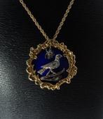 Art Nouveau Deco diamant vogel 14k hanger goud broche fraai, Ophalen of Verzenden, Goud, Hanger, Met edelsteen