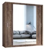 Monastery eiken kledingkast met spiegel 200cm | Incl. inhoud, Kast, 50 tot 70 cm, Nieuw, 105 cm of meer