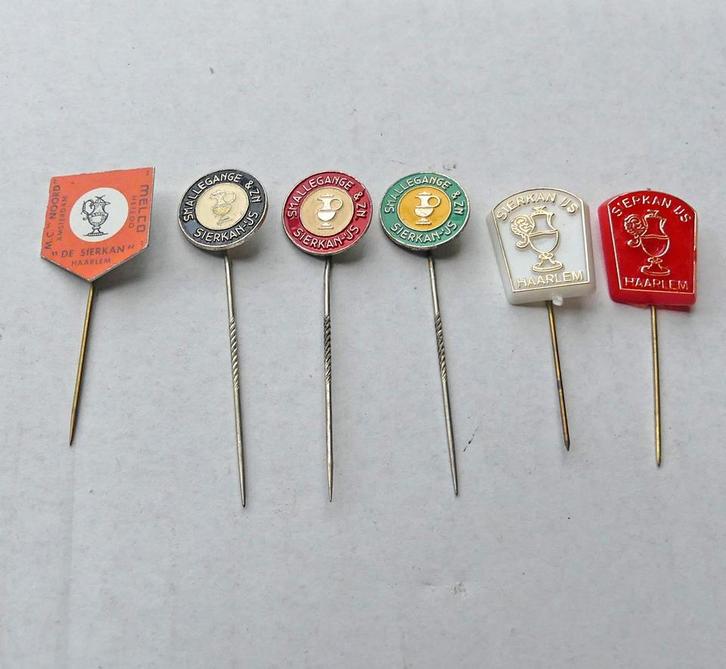 Sierkan ijs speldjes oud speldje 6x Haarlem Smallegange & Zn, Verzamelen, Speldjes, Pins en Buttons, Gebruikt, Speldje of Pin