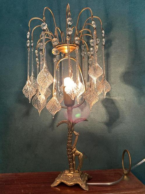 2 beschikbaar Murano tafellampen met palmboom en giraffe, Huis en Inrichting, Lampen | Tafellampen, Minder dan 50 cm, Glas, Ophalen of Verzenden