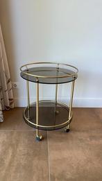 Messing rond bijzettafeltje drankentafel rookglas blad, Huis en Inrichting, Minder dan 55 cm, Rond, Ophalen, 45 tot 60 cm