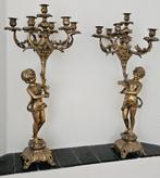 2 zware en grote 5 armige kandelaren, Antiek en Kunst, Antiek | Kandelaars, Ophalen of Verzenden