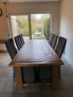 Kloostertafel 270 x 98 cm + 6 stoelen, Huis en Inrichting, Tafels | Eettafels, Ophalen, Gebruikt, 200 cm of meer, 50 tot 100 cm