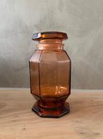 Vintage Voorraadpot Pot Amber Glas 19 cm, Antiek en Kunst, Ophalen