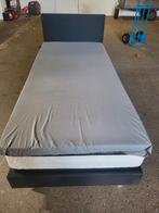Boxspring 90x200 met Hoofdbord & Topper, Gebruikt, 90 cm, Eenpersoons, Zwart