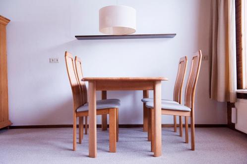 Massief eiken eettafel met stoelen, Huis en Inrichting, Tafels | Eettafels, Gebruikt, 50 tot 100 cm, 150 tot 200 cm, Vier personen