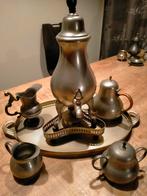 Tinnen kraantjeskan met dienblad en toebehoren, Ophalen of Verzenden