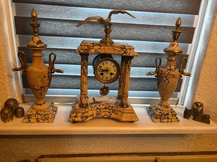 Antieke pendule met vazen, Antiek en Kunst, Antiek | Klokken, Ophalen