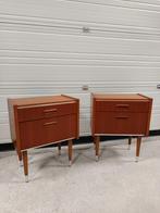 Mooie set van 2 vintage originele teakhouten nachtkastjes, Ophalen, Zo goed als nieuw, Hout