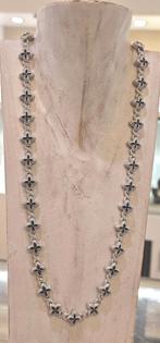 Prachtige Clover zwart zilveren 925 ketting, Ophalen of Verzenden, Nieuw, Goud, Goud