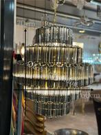 Hanglamp 60 bij 70 cm smoke met goud of zilver frame NEW, Ophalen of Verzenden, Nieuw, Glas