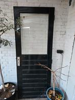 Houten Achterdeur met Glas, Doe-het-zelf en Verbouw, Deuren en Horren, Ophalen, Gebruikt, 80 tot 100 cm, Buitendeur