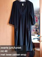 Zwart jurk mt 48 wijd model, Ophalen of Verzenden, Zo goed als nieuw, Zwart, Jurk