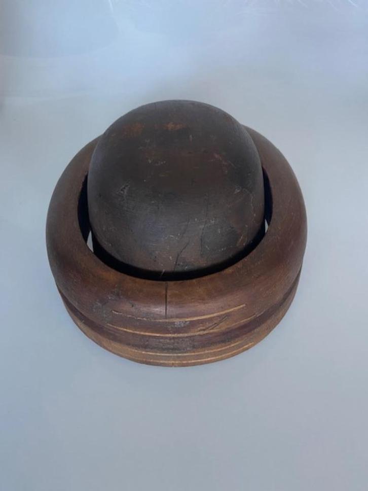 Antieke (bol) hoedenmal hout 2 delig, Antiek en Kunst, Curiosa en Brocante, Ophalen of Verzenden