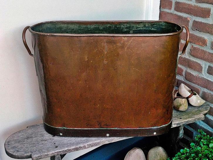 Antiek Koperen Pot Bak - Bloempot Plantenbak - Zie Omschr, Antiek en Kunst, Antiek | Koper en Brons, Koper, Ophalen of Verzenden