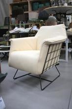 Fauteuil RAZ Jess Design metaal & leer creme industrieel